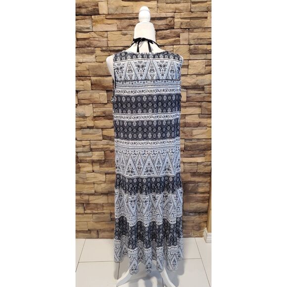 CJ BANKS BOHEMIAN DRESS BLUE/BLACK SLEEVELESS POLY/SPANDEX SIZE X(L) - Picture 6 of 6